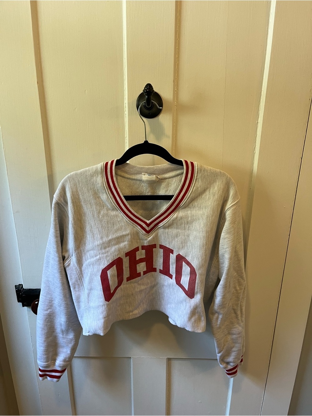 Vintage Champion Reverse Weave V-neck Ohio State University Cropped Sweater S